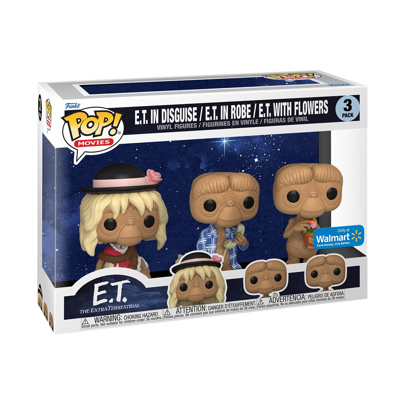 Funko Pop! Movies: E.T. 40th Anniversary - E.T. 3 Pack Vinyl Figures  (Walmart Exclusive)