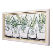 Crystal Art Gallery Double Framed Botanical Natural Wood Color Home Wall Art 12" x 22"