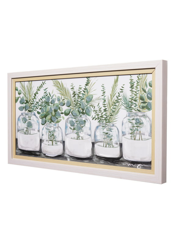 Crystal Art Gallery Double Framed Botanical Natural Wood Color Home Wall Art 12" x 22"