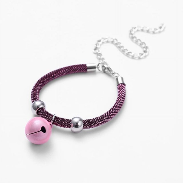 Collar ajustable para mascotas Collar de gato grabado Collar de gato suave Collar ajustable para (rosa)