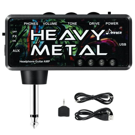 Donner Guitar Headphone AMP Heavy Metal Pocket FX Chorus Rechargeable Mini Practice (Best Practice Amp For Metal Guitar)