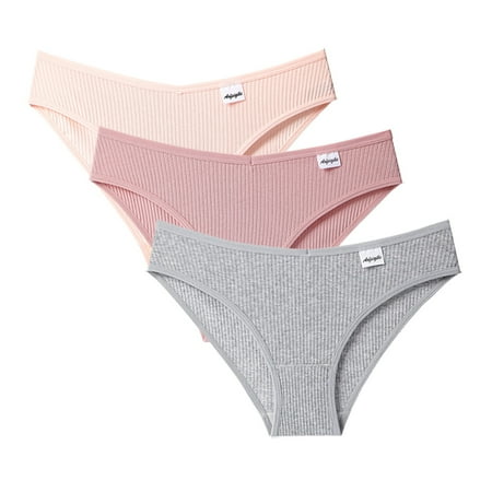 

TAIAOJING Women s Cotton Thong 3 Pcs Bikini Briefs Underwear Panties Brief Pack of 3