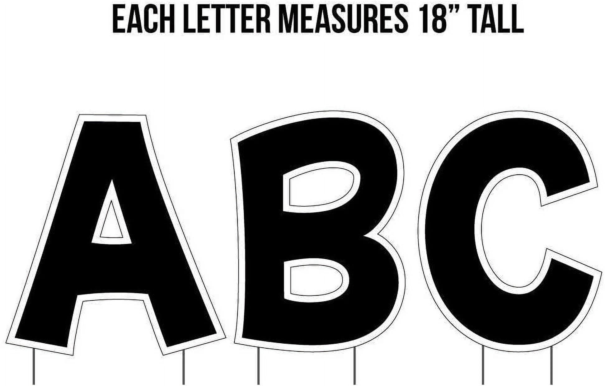 Black Alphabet and Number Yard Decoration Set, 18 inch High Yard Letter Signs, 36pcs Includes  Garden Stakes (12544)