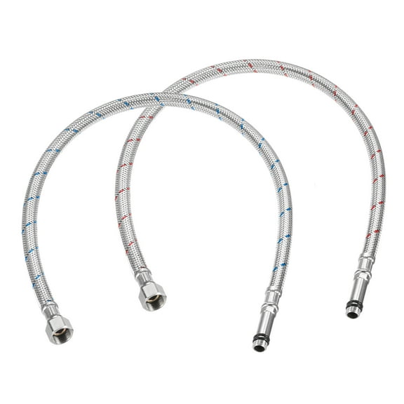 Uxcell 2-Pack 24 Inch Faucet Hose Connector, 9/16 Inch Female Compression M10 Male Connector 35mm Rod for Bathroom