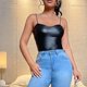 thumbnail image 3 of Playeras,Blusas y Tops,Ropa para Mujer Tank Top Para Mujeres Workout Camiseta sin mangas con tiras y con cuello en V para mujer, chaleco Sexy de charol para mujer, Top corto Sexy (Black, XXL), 3 of 7