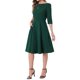 thumbnail image 4 of Vestido Inspirador Chic para Trabajar con Cuello Barco, Mangas Cortas, Midi, Corte Acampanado, Talla XL, Verde Oscuro, 4 of 6