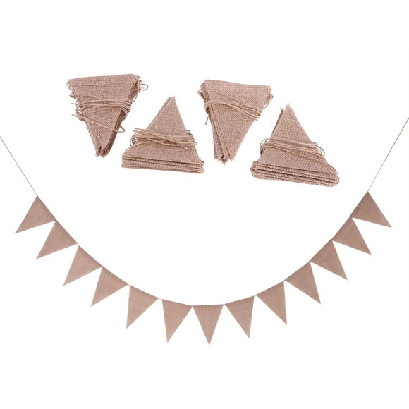 Dekaim Banderoles Banderoles, Bannière Linen Bunting avec 48pcs Drapeaux Fête De Mariage Célébration DIY Décoration