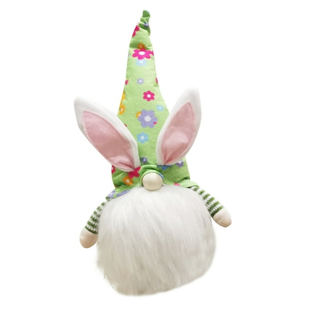 Bewildely Muñeca sin rostro Feliz Pascua, muñeca encantadora, regalos de Pascua para niños, decoración de conejito de Pascua para el hogar, mesa, Kits de decoración para fiestas Verde Sin piernas Bewildely HA003433-06