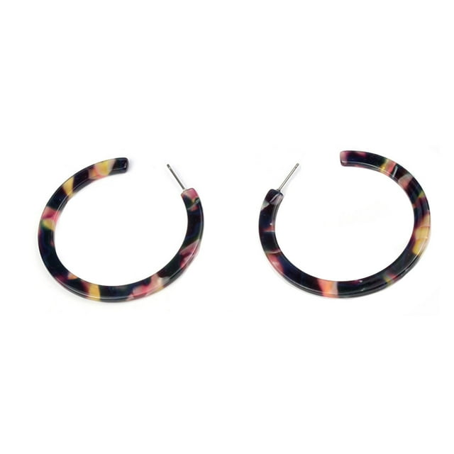 Dangle Earrings Leopard Print Smooth Circle Popular Accessories Statement Earring Anniversary Gift Ear Hook for Party Beach Use Blue