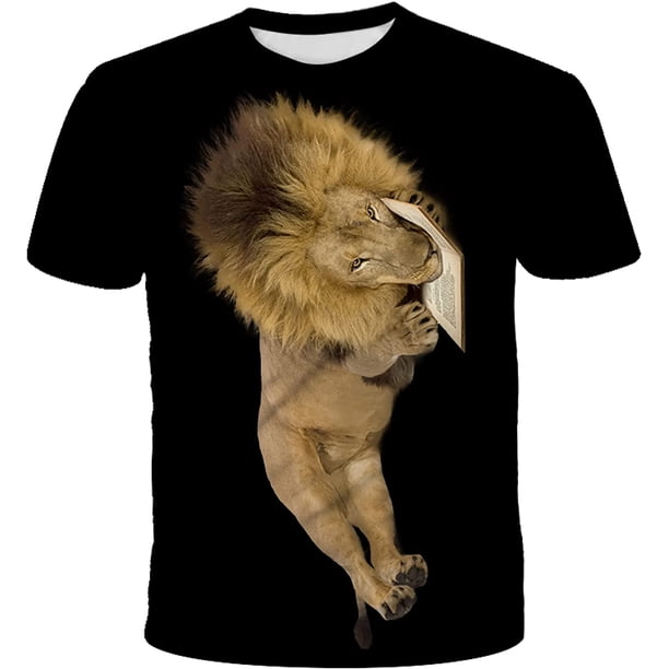 "Xishao Playeras Hombre Camiseta Personalizada con Estampado De León para Hombre, Camiseta De Manga Corta con Estampado 3D, Camiseta Informal De Verano con Cuello Redondo De Hip-Hop para Hombre" Xishao ropa