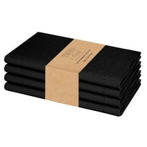 Twiny Threads Set of 4 Hemstitch Reusable Cloth Dinner Napkins - Black