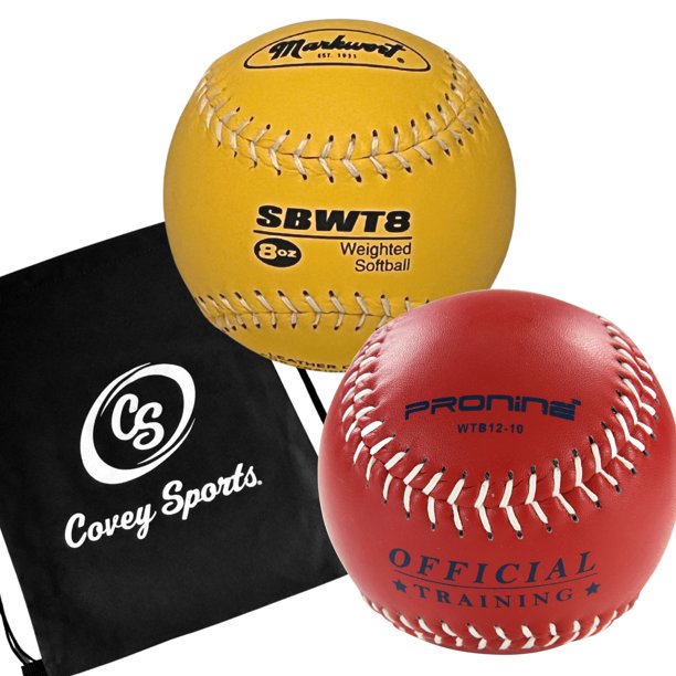 Weighted 12 Inch Softballs for Pitching & Throwing Practice With Covey