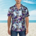 thumbnail image 4 of Daiia Purple Marble Texture Hawaiian Shirt for Men Gentle Cotton Regular Short Sleeve Casual-X-Large, 4 of 9