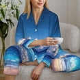 thumbnail image 6 of Sigee Starry Night Ocean View for Women’s Pajama Sets Long-Sleeved Pjs Sets for Women 2 piece Sleepwear-Medium, 6 of 7