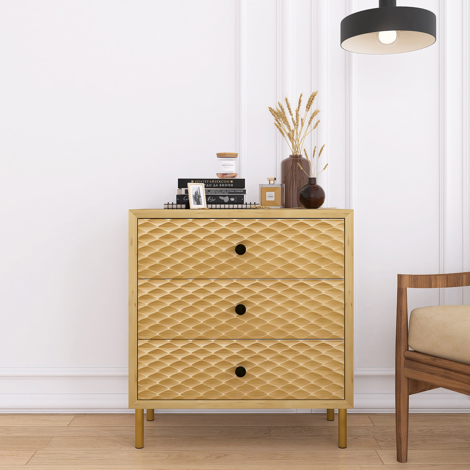 28" Tall Wood 3drawer Bachelors Chest in Natural