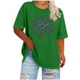 thumbnail image 2 of Womens St Patricks Day Shirt Four Leaf Clover T-Shirt Summer Casual Short Sleeve Loose Tees Plus Size Tops for Curvy Women, 2 of 5