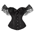 thumbnail image 1 of Corsé de corte retro de un solo carácter, corsé moldeador de cuello, corsé moldeador de pecho negro para mujer, 1 of 5