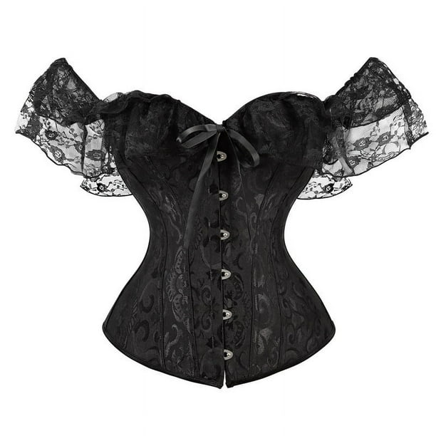 Corsé de corte retro de un solo carácter, corsé moldeador de cuello, corsé moldeador de pecho negro para mujer