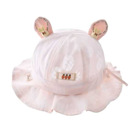 TELOLY Baby Bonnets 0-6 Months Infant Hat Summer Sun Hat Girl Breathable Large Brim Hat Fisherman Hat Sunscreen Sun Hat Cartoon Carrot Baby Beanies 0-21 Months (Pink, One Size)