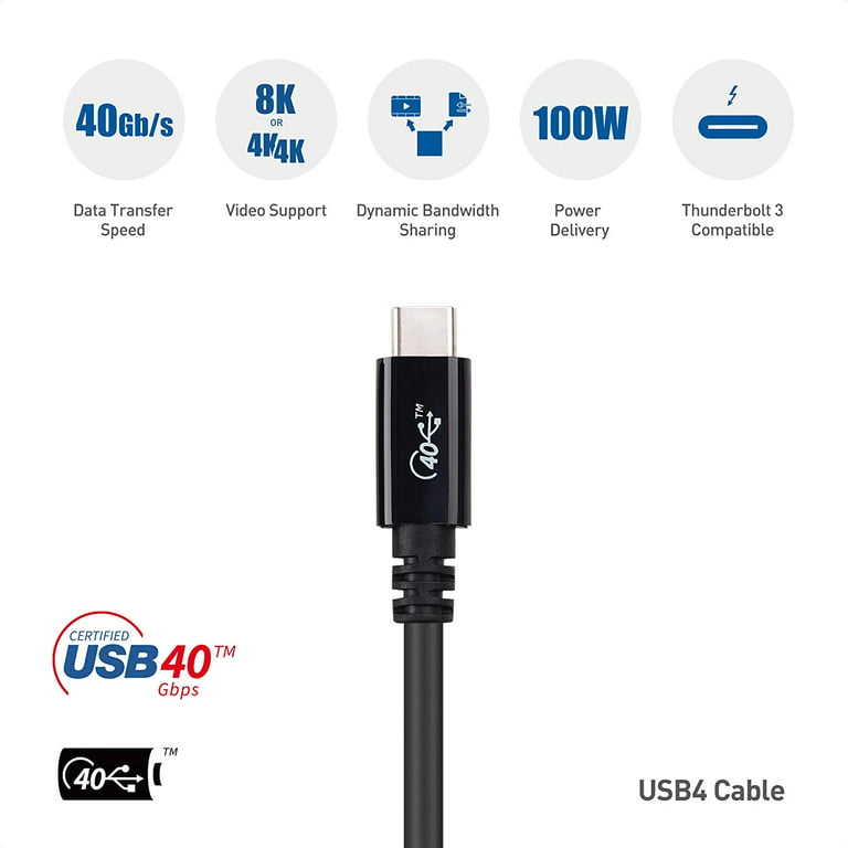 Intel Thunderbolt Certified] Cable Matters 40Gbps USB4 Thunderbolt 4 Cable  with 8K Video and 100W Charging in 2.6 ft - Backwards Compatible with  Thunderbolt 3 and USB-C 