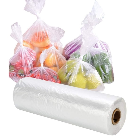 Food Storage Bags, 1 Roll 12 x 16 Plastic Produce Bag on a Roll Fruits, Vegetable, Bread, Food Storage Clear Bags