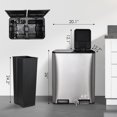 thumbnail image 3 of TLSUNNY 16 Gal / 60 L Dual Trash Can, Double Lid Step Bin w/ 2 Odor Control Box & Inner Buckets, for Living Room, Bathroom, Kitchen, 3 of 9