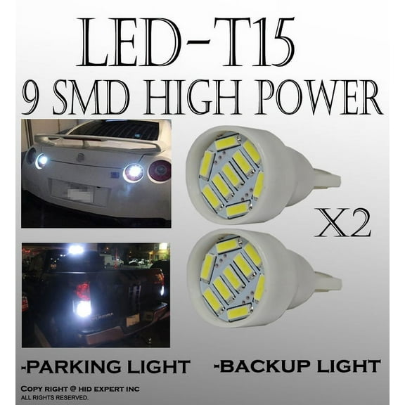 ICBEAMER 2 PAIRS White T15 906 579 901 908 9 LED Bright Parking Light Backup Bulbs