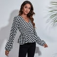 thumbnail image 4 of Lu's Chic Women's Long Sleeve Top Thin Pullovers V Neck Bishop Sleeve Babydoll Lightweight Polyester Pull Over Patterned2 Medium, 4 of 4
