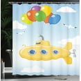 thumbnail image 4 of Ambesonne Yellow Submarine Shower Curtain, Flying in Sky, 69"Wx70"L, Multicolor, 4 of 5