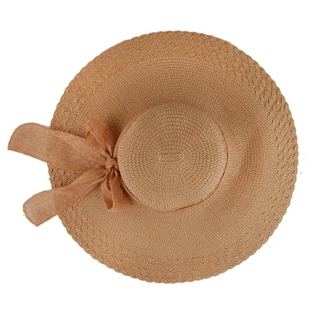 Straw Sun Hat - Women Wide Large Brim Floppy Hat Summer Beach Sun Hat Straw Hat Cap with Big Bow