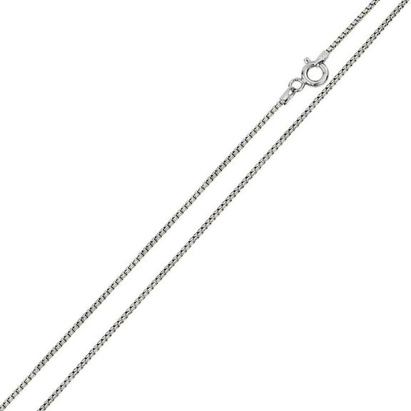 Rhodium Plated 925 Sterling Silver Round Box 024 Chain 1.25mm Made in Italy 18" Jewelry Female