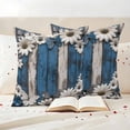 thumbnail image 3 of Blue White Daisy Outdoor Waterproof Pillow Covers, Vintage Farmhouse Butterfly Floral Wood Decorative Square Throw Pillowcase Sofa Cushion Sham for Patio/Couch/Chair, 16"x16" 2 Pack, 3 of 8