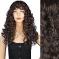 thumbnail image 6 of TUITOONM Long Curly Wig with Bangs 23.6" Heat-Resistant Synthetic Hair for Women, Adjustable Breathable Cap , 3 Natural Colors Available, 6 of 8