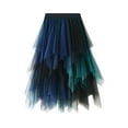 thumbnail image 2 of Krdevn Women's Color Block Tulle Midi Skirt Elastic Waist Layered Asymmetrical Casual Party Skirt,One Size, 2 of 5