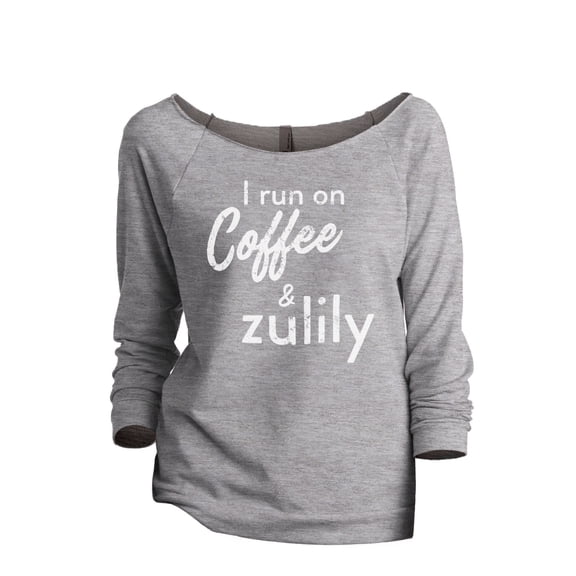 Thread Tank I Run On Coffee And Zulily Women's Slouchy 3/4 Sleeves Raglan Sweatshirt Sport Grey Small