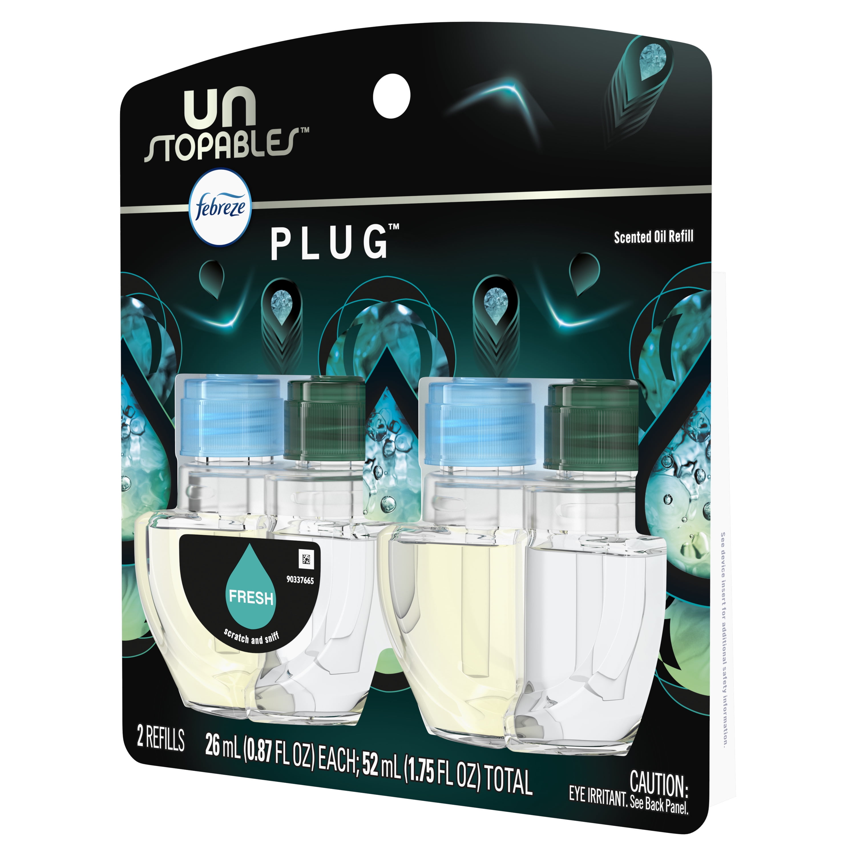 Febreze Unstopables Odor Fighting PLUG Air Freshener Fresh 2 Count 0.87 fl. oz. Oil Refill