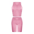 thumbnail image 4 of TEAJOPSUU Women's 2 Piece Athletic Sets Sleeveless Crew Neck Crop Tank Tops High Waist Booty Lifting Shorts Sets Matching Sportswear Outfits Pink, 4 of 5