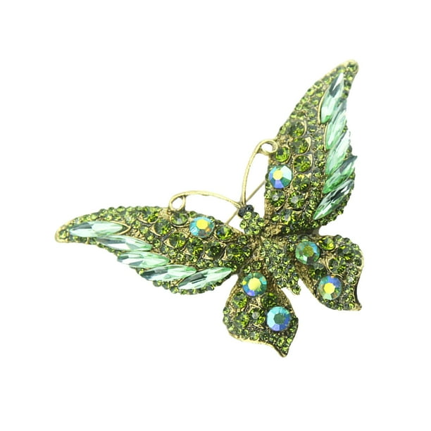 Broche de mariposa Salvador con diamantes de imitación verde