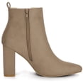 thumbnail image 6 of Unique Bargains Women's Pointy Toe Zipper Block Heel Ankle Boots Taupe 6, 6 of 7