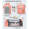 thumbnail image 2 of Mochila Impermeable Multifunción Malubero 5 En 1 Para Pañales Plegable rosa Malu2270, 2 of 3