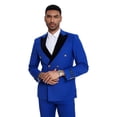 thumbnail image 4 of Tazzio Skinny Fit Double Breasted 2pc Suit Set with Velvet Peak Lapel, 4 of 4