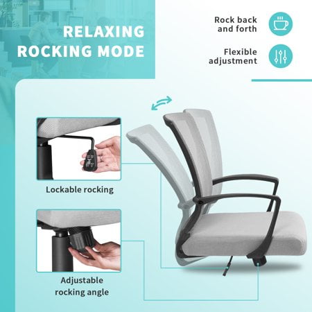 Furmax Office Mid Back Swivel Lumbar Support Desk, Computer Ergonomic Mesh Chair with Armrest, Gray