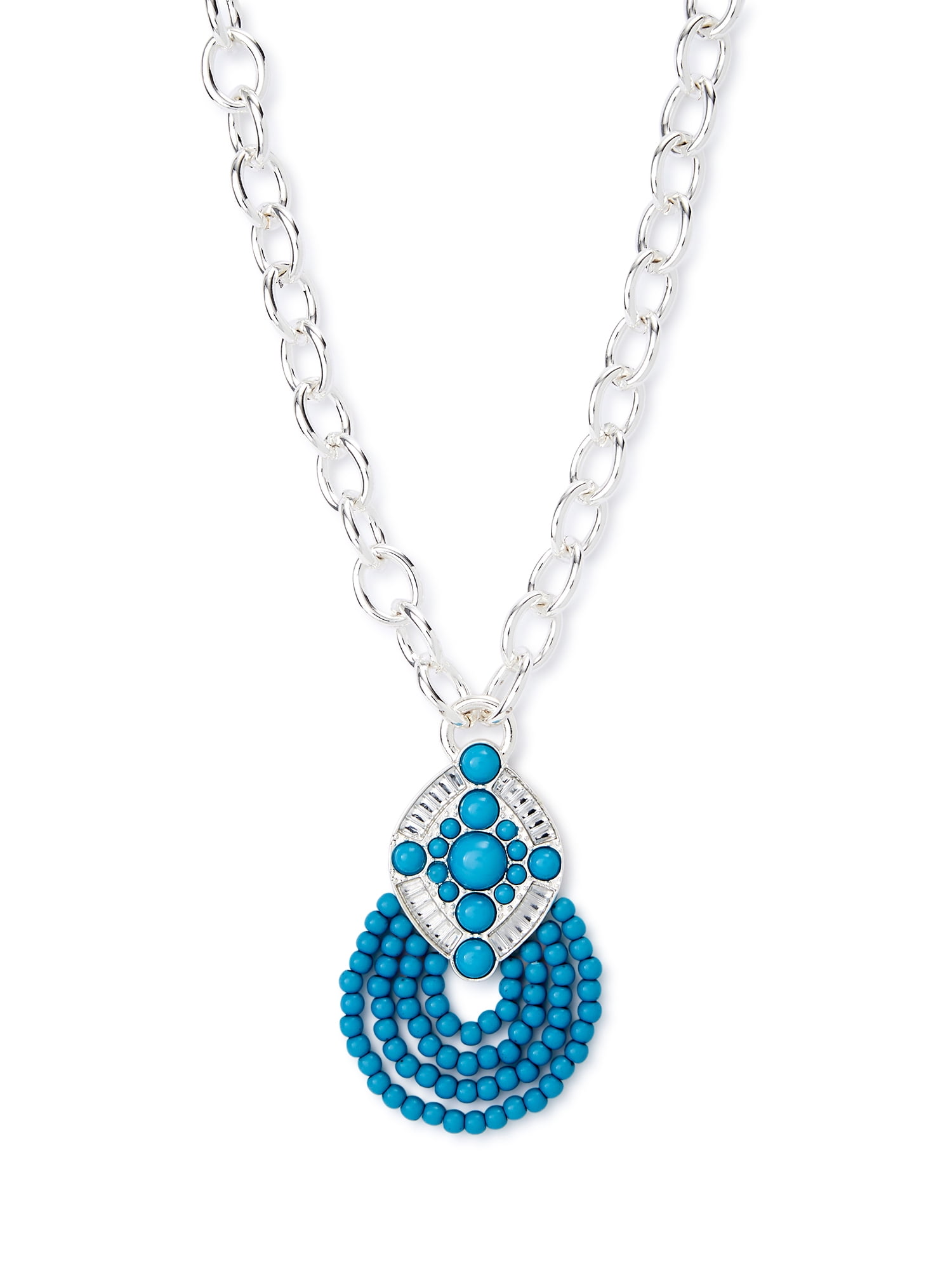 Sofia Jewelry by Sofia Vergara Women's Sterling Silver and Blue Beaded Pendant Necklace