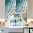 thumbnail image 5 of Swag Curtains Valances for Windows, Teal Brown Beach Coastal Short Kitchen Window Curtains Over Sink, Abstract Geometric Ocean Waves Cafe Curtains Panel Set Of 2,Rod Pocket, 36 Inches Length, 5 of 8