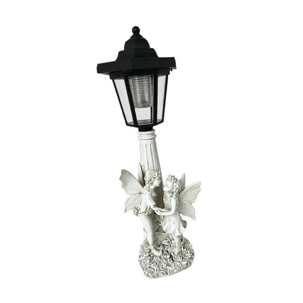 Estatua solar de jardín con luz, resina, decoración para jardín, escultura decorativa para césped. Hada
