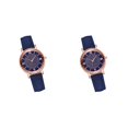 thumbnail image 2 of Sonducket Reloj de mujer con correa de cuero, reloj de informal, temperamento de concha, reloj para mujer y niña, empresa escolar, hogar, Azul 2Conjunto, 2 of 6