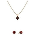 thumbnail image 2 of Paris Jewelry 18K Rose Gold 4Ct Garnet Square 18 inch Necklace and Round Earrings Set Plated Women, 2 of 5