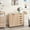 Natural, variant on Naomi Home Adult Amy 5-Drawer Wood Dresser Chest with Cabinet Door, Mobile Storage Organizer & Printer Stand for Home Office, Distressed Black