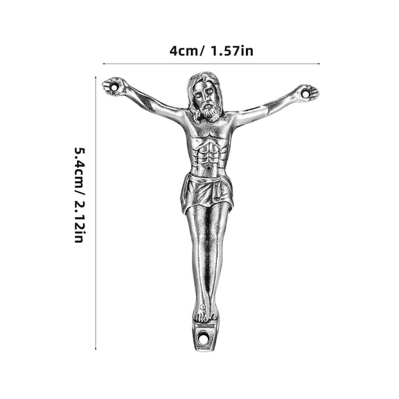 Hemobllo 2Pcs Jesus Ornament Silver Metal Craft Figurine for Wall Cross and Church Decor