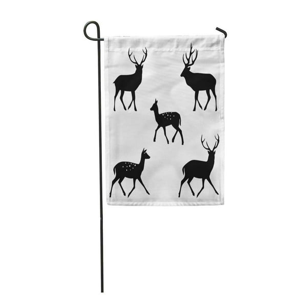POGLIP Alaska Deer Collection Silhouette Antler Buck Garden Flag Decorative Flag House Banner 12x18 inch